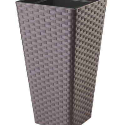 wysoka kwadratowa donica rattanowa