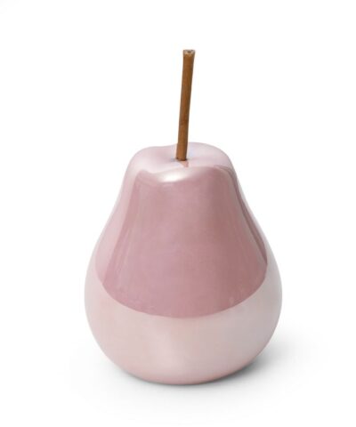 Figurka ceramiczna gruszka różowa to elegancka dekoracja do salonu glamour.