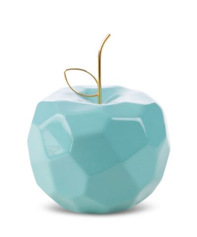 Figurka dekoracyjna geometryczne jabłko niebieska do wnętrz nowoczesnych i glamour.
