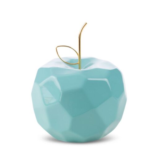 Figurka dekoracyjna geometryczne jabłko niebieska do wnętrz nowoczesnych i glamour.