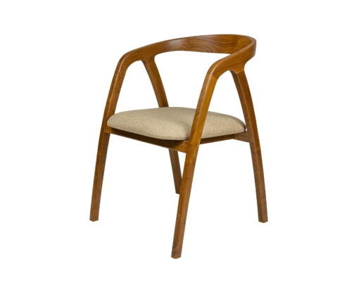 Krzesło z drewna tekowego tapicerowane jasny beż to krzesło stylowe i eleganckie.