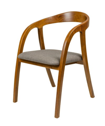 Krzesło z drewna tekowego tapicerowane szare to gwarancja wygody i szyku w salonie.