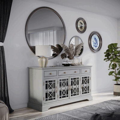 Elegancka duża komoda szaro-miętowa 153 cm Avola