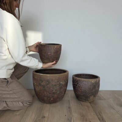 Donica efekt kamienia ceramiczna brązowa Atlantis - Thumbnail Image 12