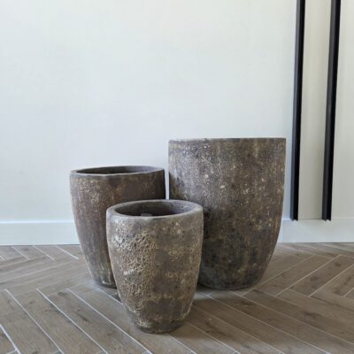 Wysoka donica ceramiczna ze strukturą, brązowa Atlantis - Thumbnail Image 8