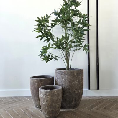 Wysoka donica ceramiczna ze strukturą, brązowa Atlantis - Thumbnail Image 10