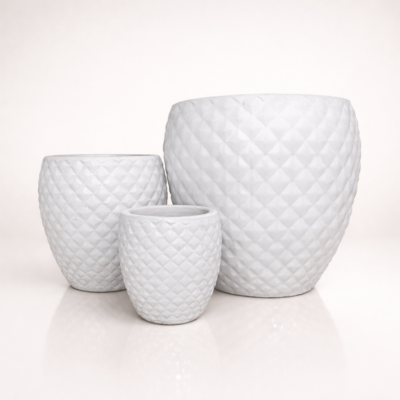 Donica ceramiczna duża szkliwiona biała Azura Diamond