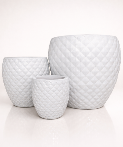 Donica ceramiczna duża szkliwiona biała Azura Diamond