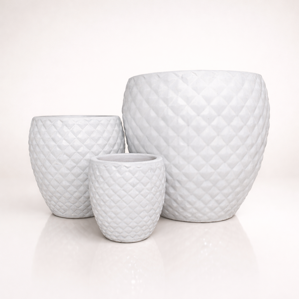 Donica ceramiczna duża szkliwiona biała Azura Diamond