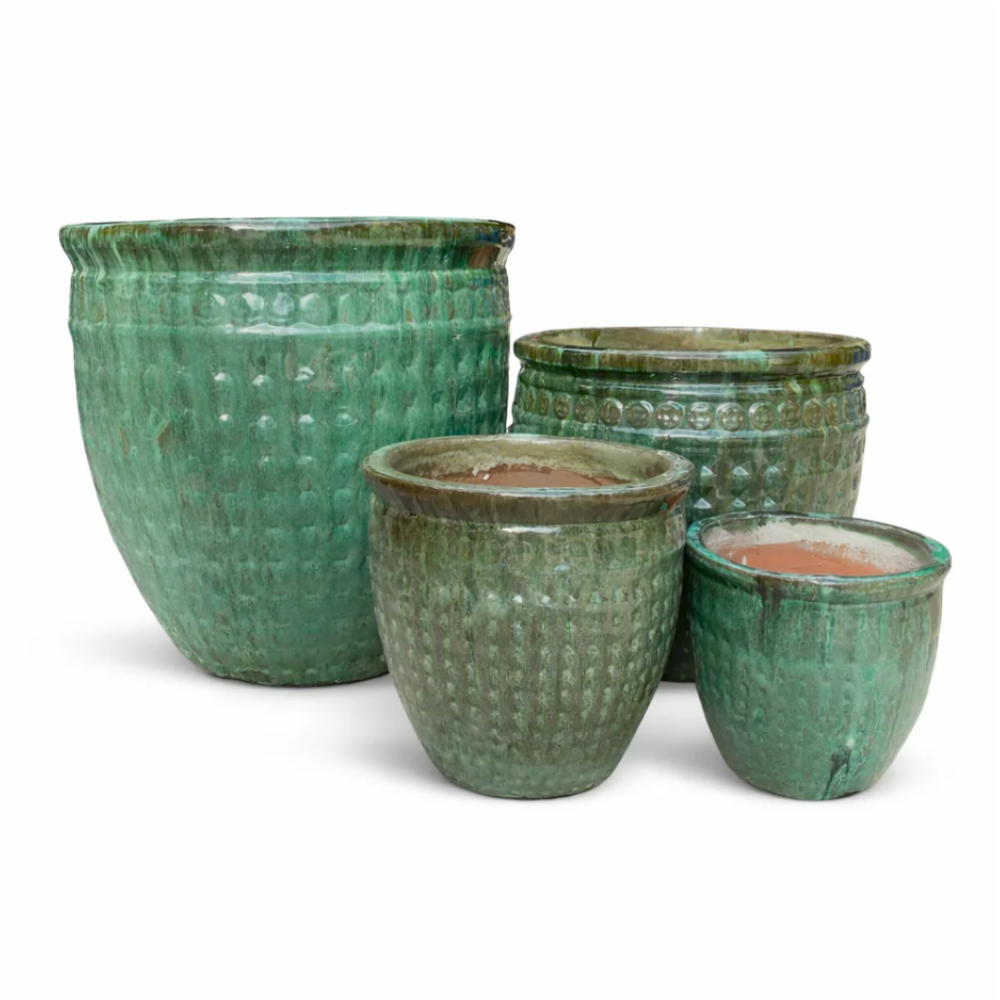 Duża donica ceramiczna zielona z ozdobnym rantem VERDE - obrazek 4