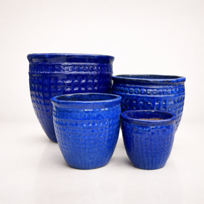 Duża donica ceramiczna kobaltowa z ozdobnym rantem VERDE