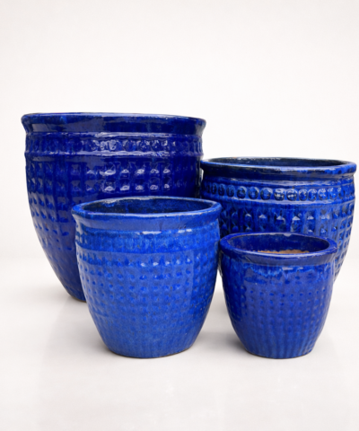 Duża donica ceramiczna kobaltowa z ozdobnym rantem VERDE