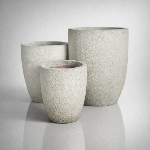 Wysoka donica ceramiczna ze strukturą, biała Atlantis