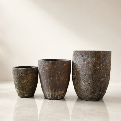 Wysoka donica ceramiczna ze strukturą, brązowa Atlantis - Thumbnail Image 9
