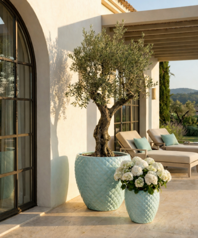 Alternative view of Donica ceramiczna duża szkliwiona zielona Azura Diamond