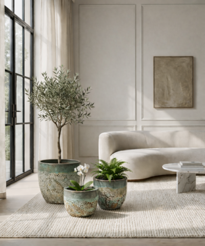 Alternative view of Donica efekt kamienia ceramiczna zielona Atlantis