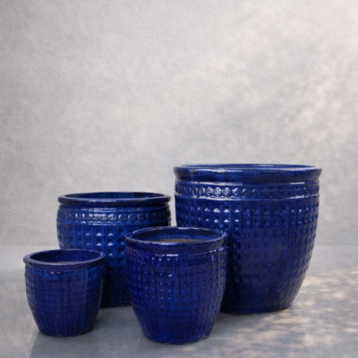 Duża donica ceramiczna kobaltowa z ozdobnym rantem VERDE - Thumbnail Image 5