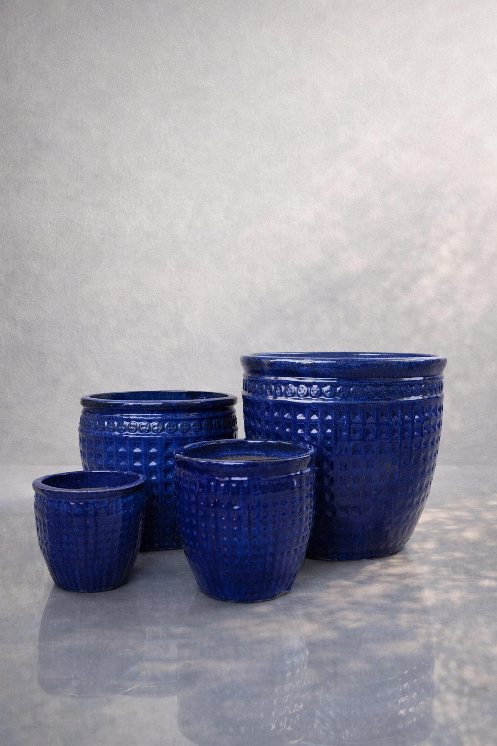 Duża donica ceramiczna kobaltowa z ozdobnym rantem VERDE - obrazek 5
