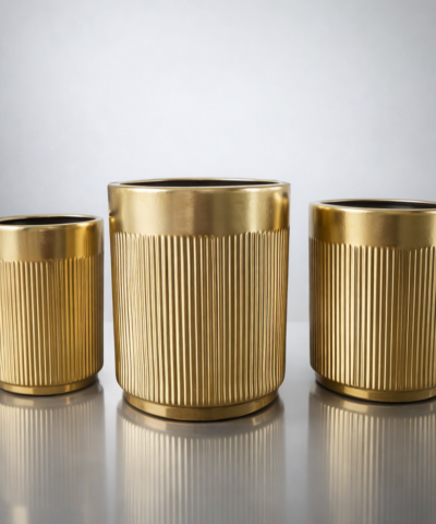 Donice złoto szczotkowane ryflowane eleganckie