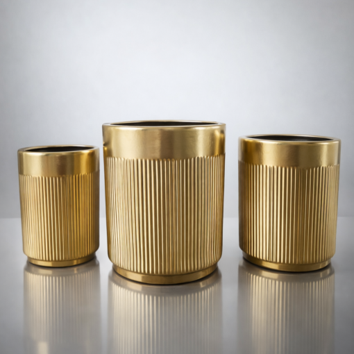 Donice złoto szczotkowane ryflowane eleganckie