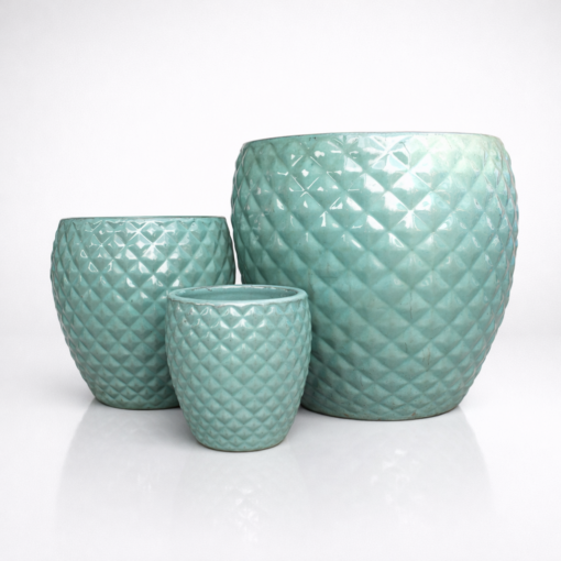 Donica ceramiczna duża szkliwiona zielona Azura Diamond