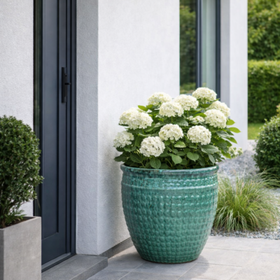 Duża donica ceramiczna zielona z ozdobnym rantem VERDE