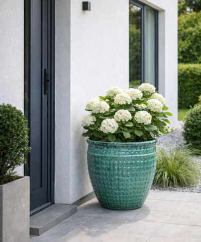 Duża donica ceramiczna zielona z ozdobnym rantem VERDE