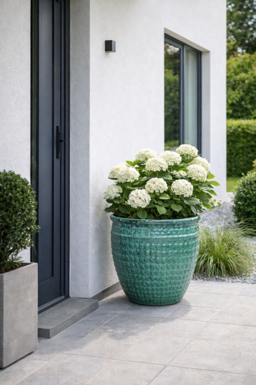 Duża donica ceramiczna zielona z ozdobnym rantem VERDE