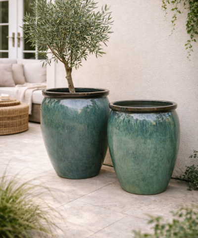 Alternative view of VERONA-Donica ceramiczna szkliwiona XXL zielona