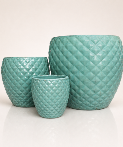 Donica ceramiczna duża szkliwiona zielona Azura Diamond
