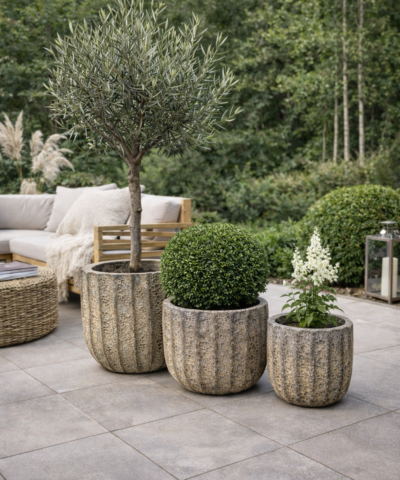 Alternative view of Donica ceramiczna ze strukturą i żłobieniami, kremowo beżowa