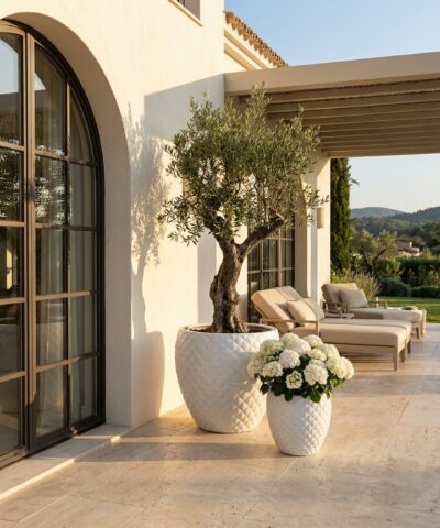 Alternative view of Donica ceramiczna duża szkliwiona biała Azura Diamond