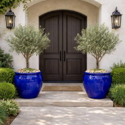 Wejście do luksusowego domu śródziemnomorskiego