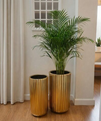 Alternative view of Zestaw wysokich donic ryflowanych złoto szczotkowane 2 szt. New York