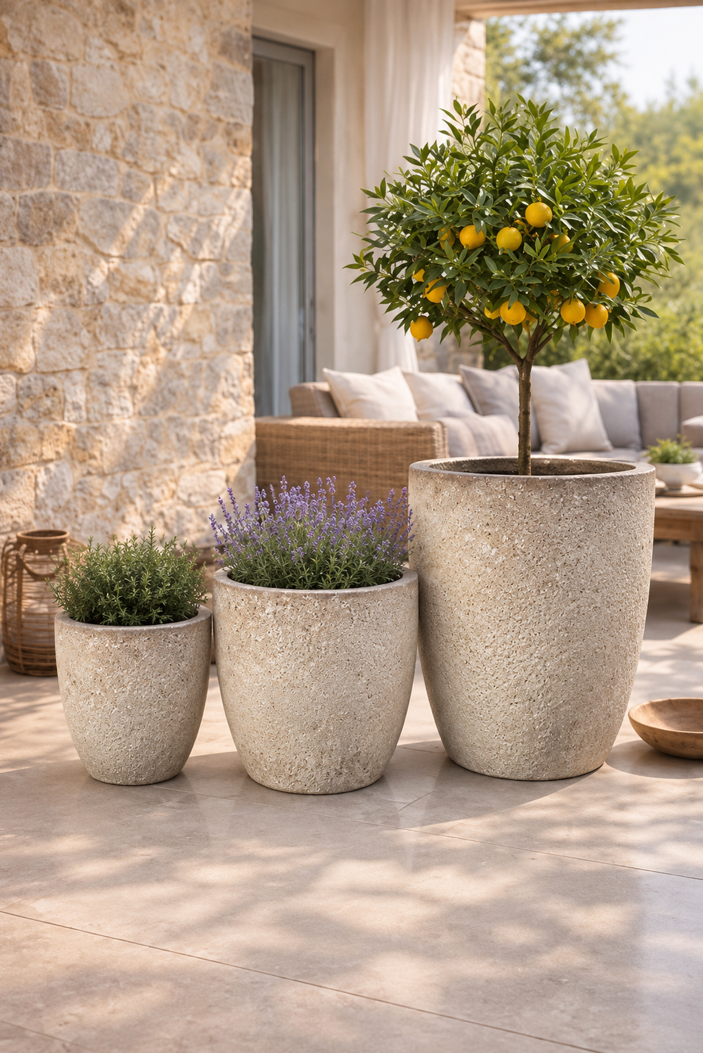 Wysoka donica ceramiczna ze strukturą Atlantis piaskowy beż (Kopia) - obrazek 4
